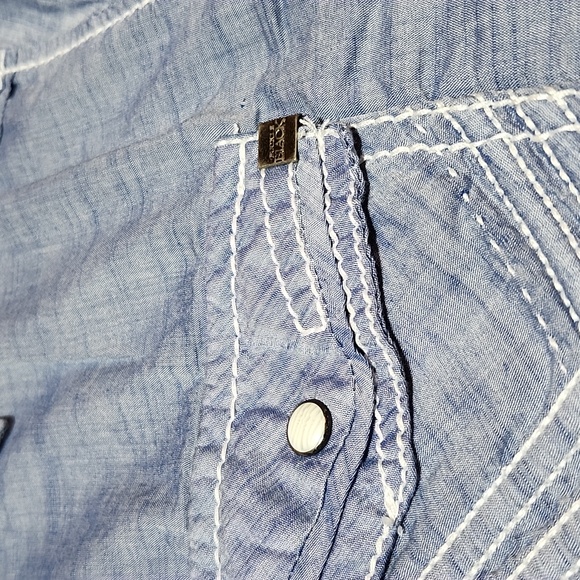 BUCKLE BLACK NO. 48 TAILORED FIT PEARL WHITE SNAP-BUTTON LONG-SLEEVED SHIRT M - Picture 4 of 14